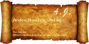 Andrejkovics Jolán névjegykártya
