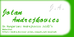 jolan andrejkovics business card